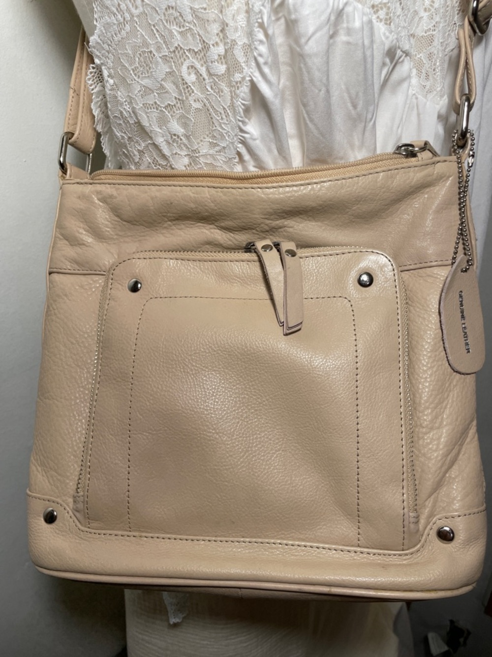 Great American Leatherworks Beige Crossbody Tote Shopper Bag